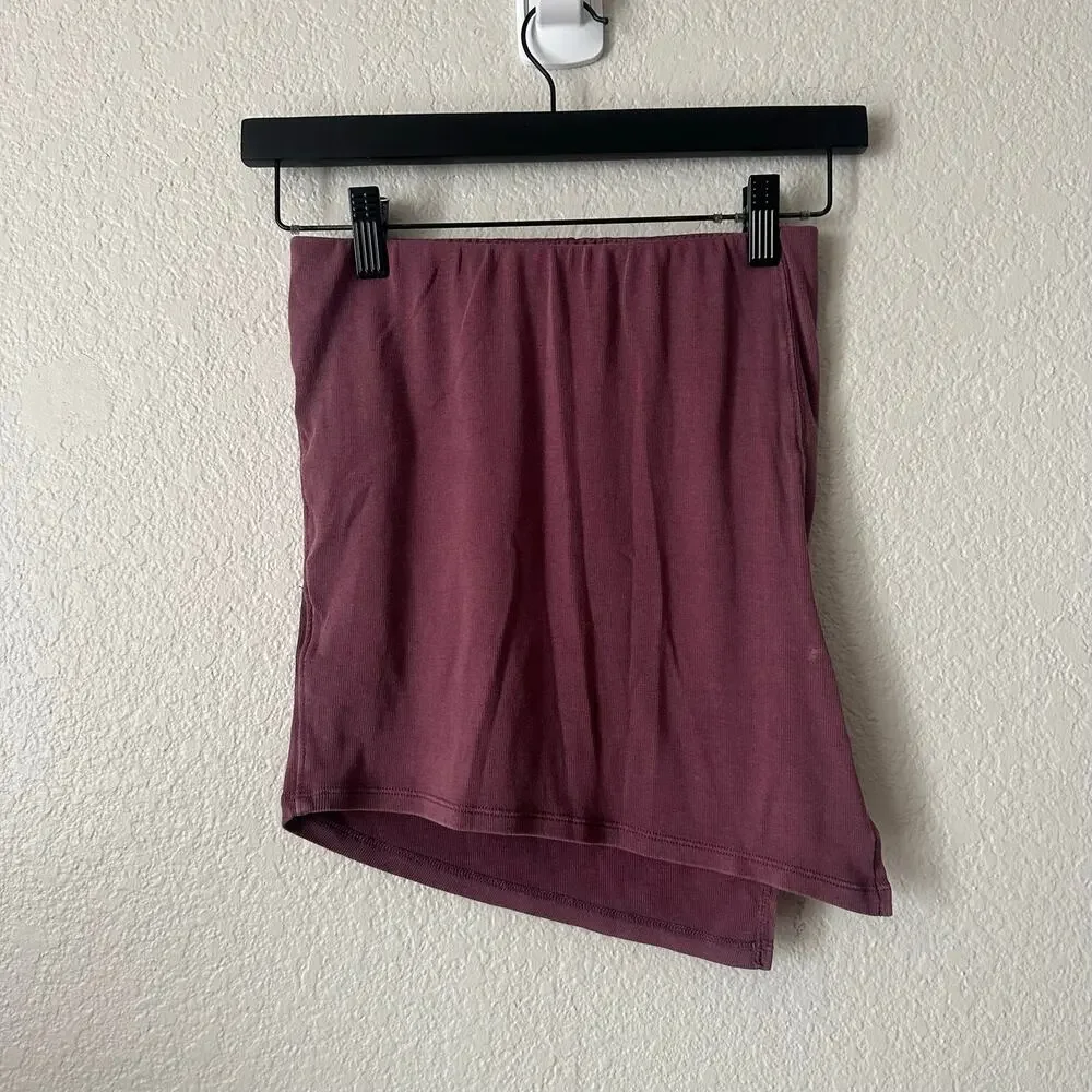 Free People We The Free Lola Side Tube Top with Asymmetric Hem Mauve